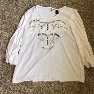 Buckle long sleeve blouse lightly use white